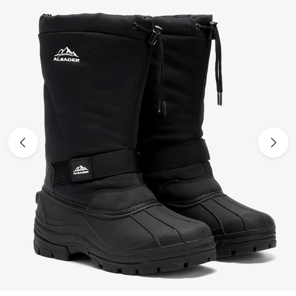 Aleader Men’s Insulated Waterproof Winter Snow Boots - Black/Buckle - men’s 9